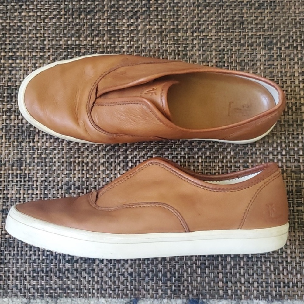 Frye Cognac Mindy Leather Slip On Sneakers US 8.5